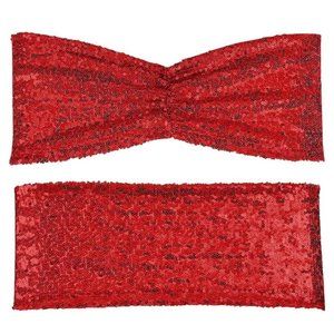50 pack Red Sequin Chair Sashes Bands Bows Wedding Party 14x6" Decor - New